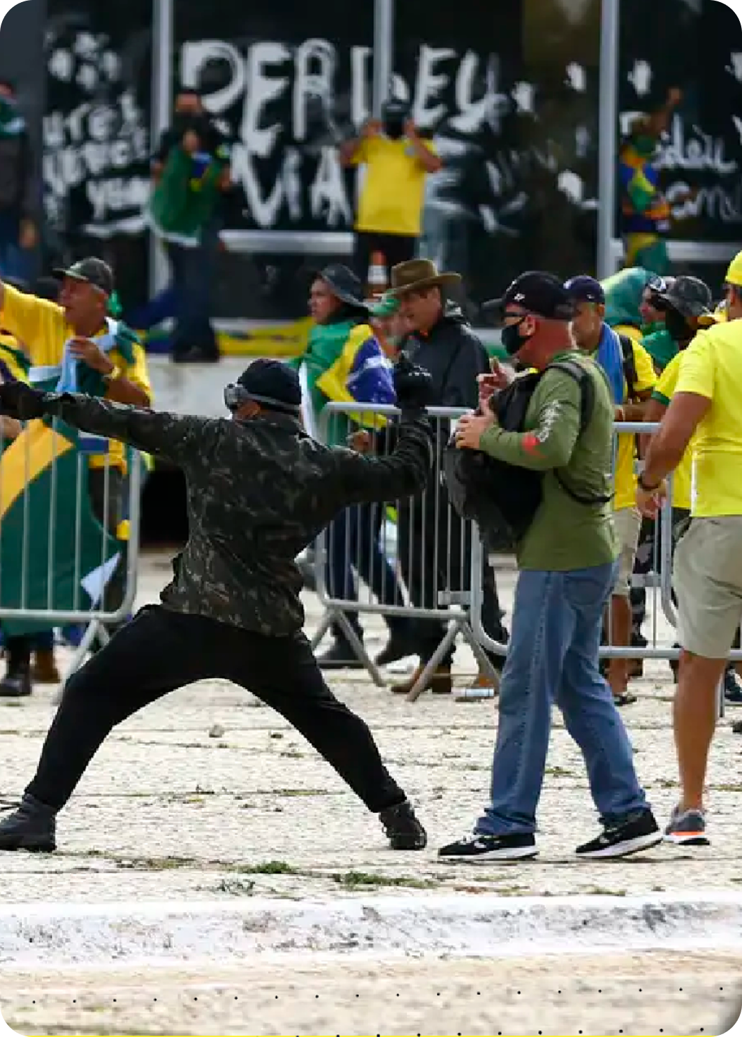 Photo of a protester in a demonstration, used in Amnesty International Brazil's annual report.