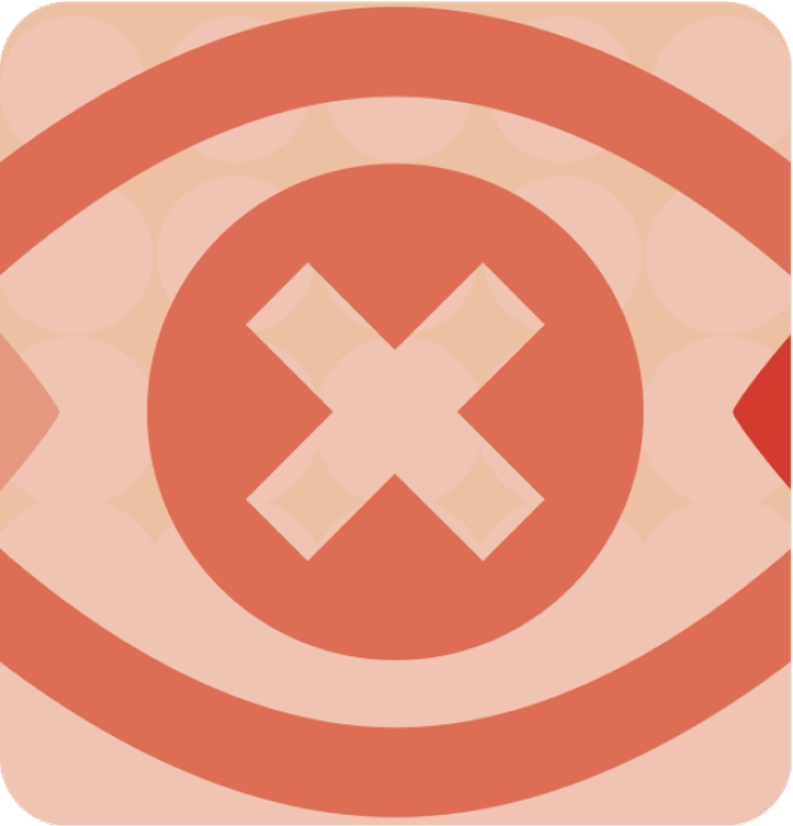 Detail of the crossed-out eye icon from the report's editorial identity.