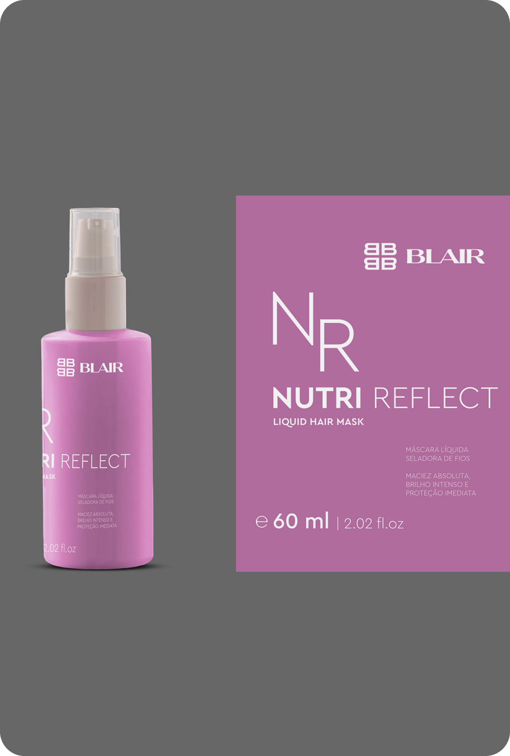 Blair Nutri Reflect liquid hair mask bottle and packaging box.