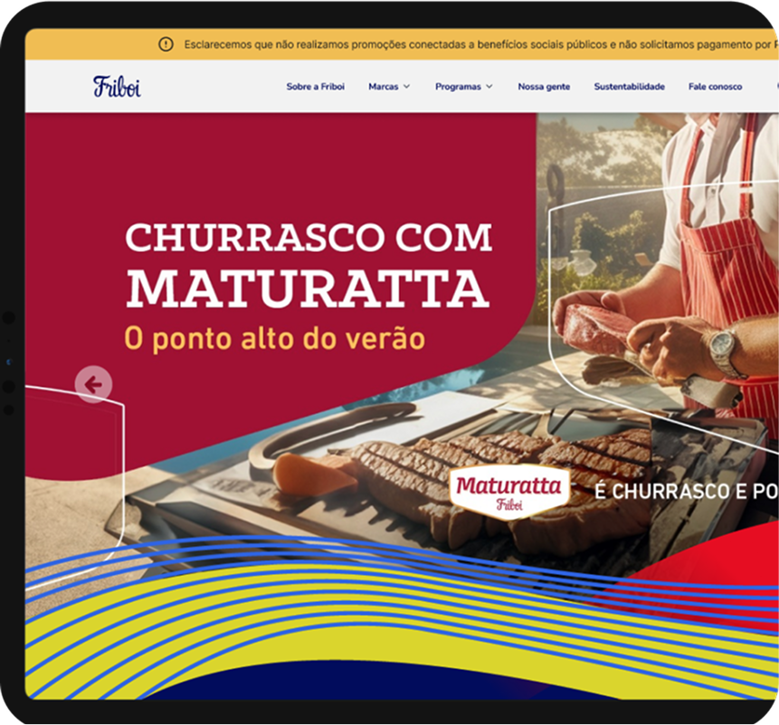 Friboi corporate section headlined 'The best-selling meat in Brazil.'