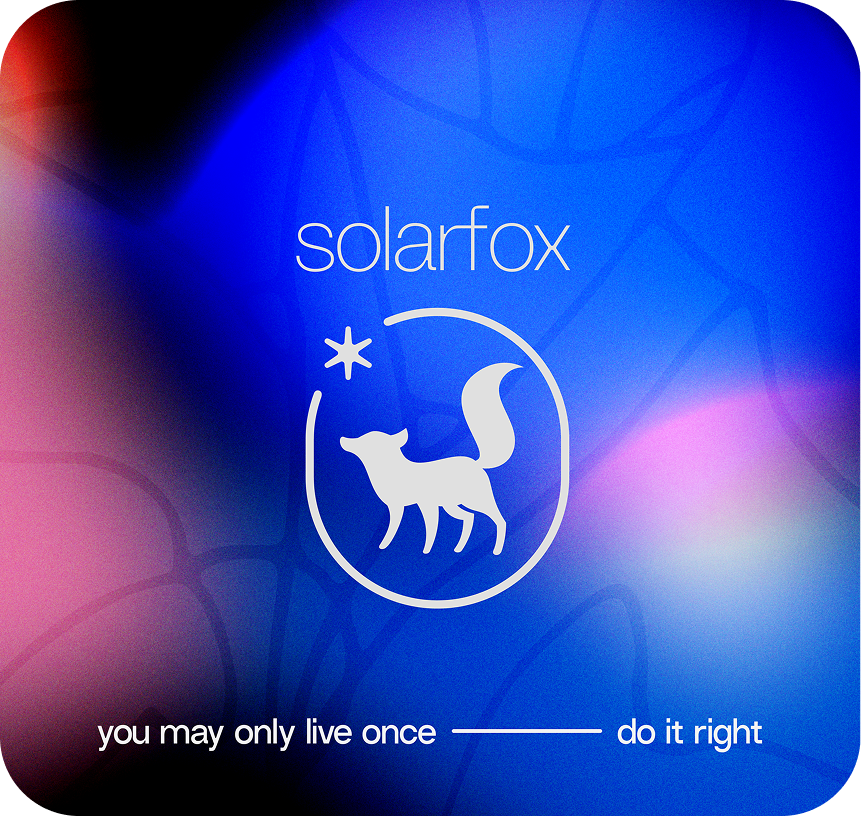 Detail of the Solarfox brand mark and interface type.